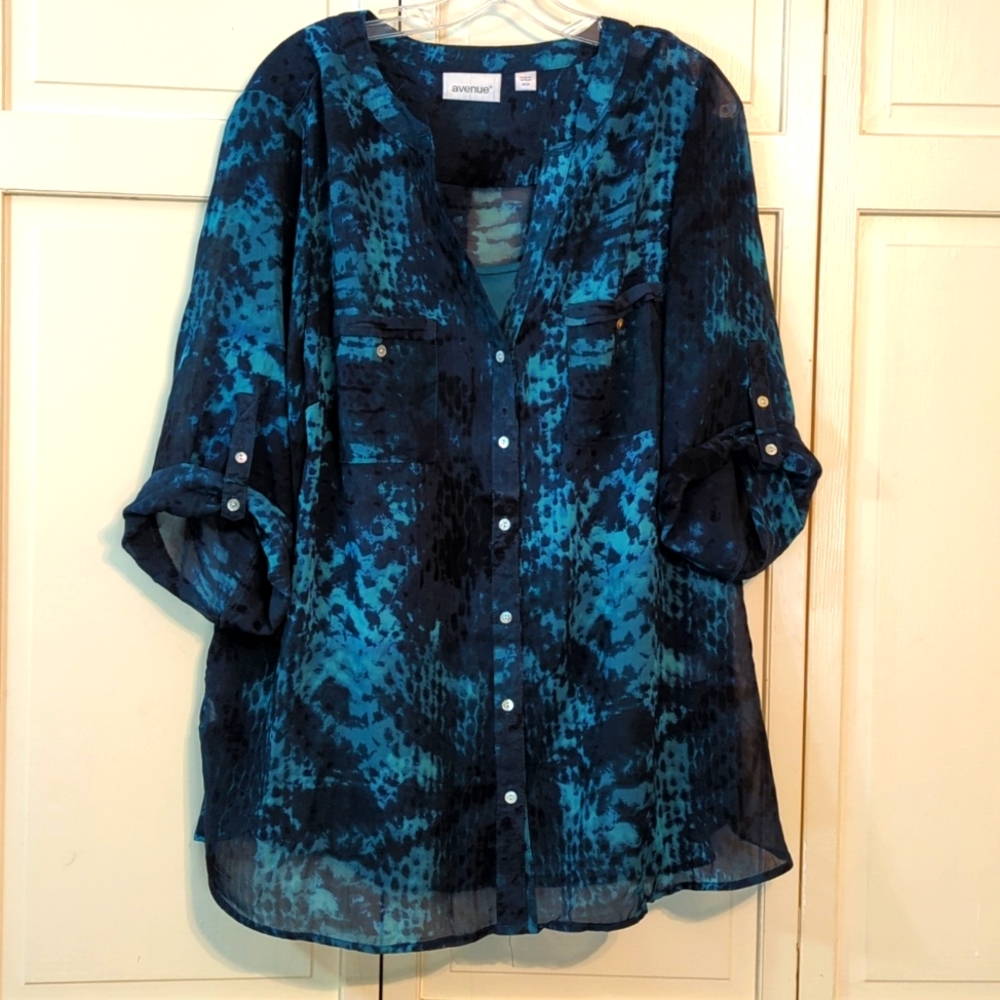 Blue & green top